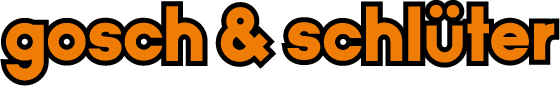 Logo mit orangefarbenem Text "gosch & schlüter"
